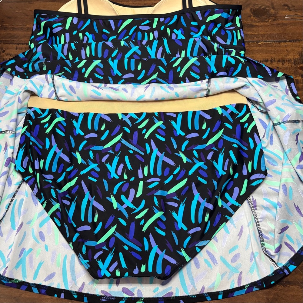 Beach Belle Swim Dress One Piece Plus Size 24 Black Multi - Picture 8 of 13